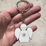 Schlüsselanhänger Schutzengel weiß gold